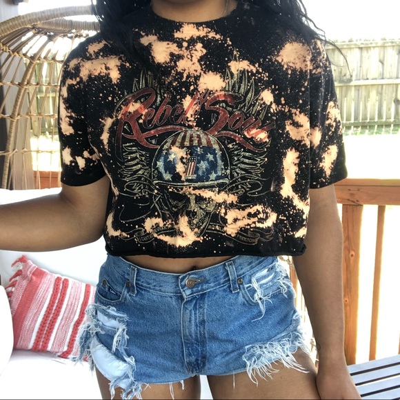 Harley-Davidson Tops - Harley Davidson Custom Bleach Splatter Crop Top